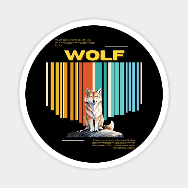 Colorfull Wolf Magnet by Charlie Dion